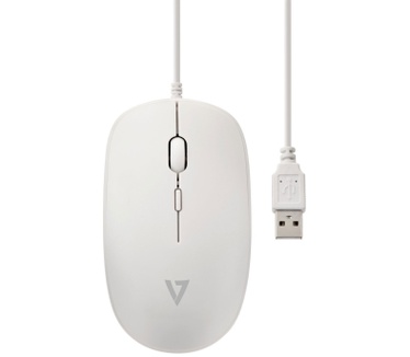 V7 Low Profile USB Optical Mouse - White