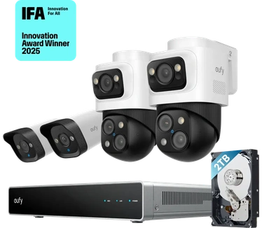 eufy PoE Bullet-PTZ Cam S4, 2 stuks + PoE Bullet Cam S4, 2 stuks met 2TB NVR