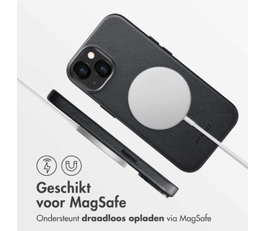Accezz MagSafe Leather Backcover iPhone 13 - Zwart