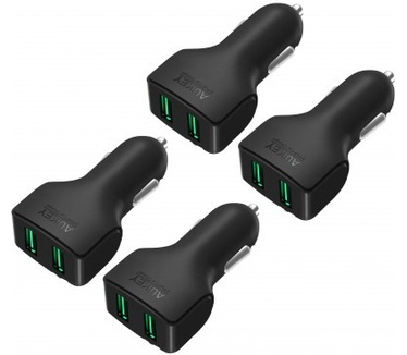Aukey 4x Autolader CC-S3 - 2 USB poorten 2.4A*2 - Black