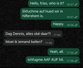 Een goed WhatsApp-gesprek met collega Friso.