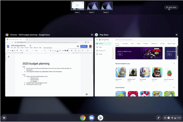 Chrome OS 78 Virtual Desks