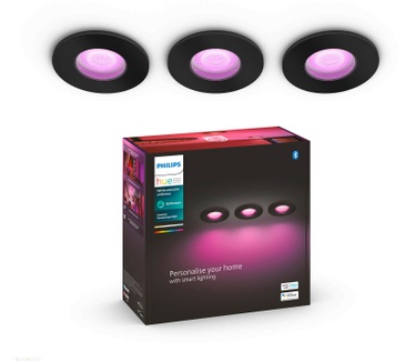 Philips Hue Xamento badkamerinbouwspot - wit en gekleurd licht - 3-pack Zwart