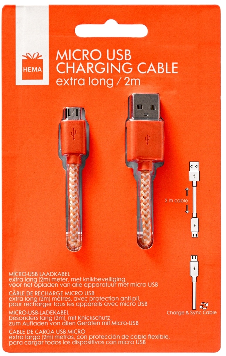 Hema micro-USB laadkabel Oranje - DivadaviD - Product reviews - Tweakers