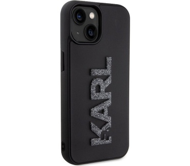 Karl Lagerfeld 3D Glitter Back Case Apple iPhone 15 (6.1") Zwart Zwart