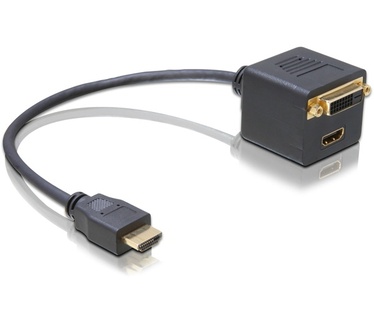 Delock Adapter HDMI male to HDMI + DVI25 female