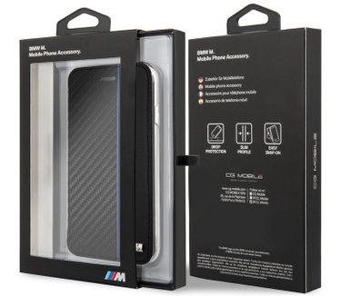 BMW M-Line Carbon Book Case - Apple iPhone 6/6S/7/8 - Zwart  Zwart