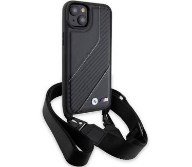 BMW M Carbon Stripe met Strap - Apple iPhone 15 Plus (6.7") Zwart Zwart