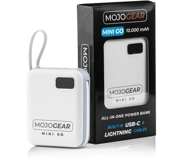 Mojogear MINI GO 10.000mAh powerbank met kabels - Wit