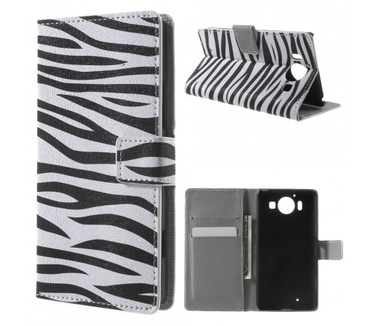 Kees Zebra Print Portemonnee Hoesje Microsoft Lumia 950