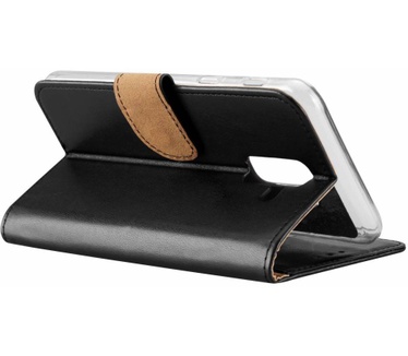 Luxe Lederen Bookcase hoesje voor de Samsung Galaxy A6 Plus 2018 - Zwart (Samsung Galaxy A6 Plus 2018) Zwart