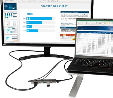 Startech.com USB C Multiport Adapter - USB-C naar 4K 60Hz HDMI 2.0, 100W Power Delivery Pass-through, SD/MicroSD, 2-Port USB 3.0 Hub, GbE - USB Type-C Mini Dock - Lange (30cm) Kabel