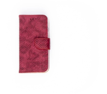 Schubben design Lederen Bookcase hoesje voor de Apple iPhone 8 - Bordeauxrood (Apple iPhone 8) Bordeaux Rood