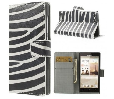 qMust Wallet Case met stand Huawei Ascend G6 3G (zebra)
