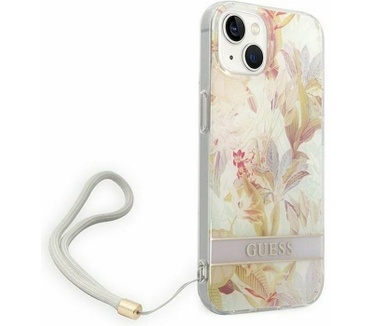 Guess Flower BackCase met Strap Apple iPhone 14 Plus (6.7") Paars Paars