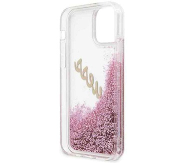Guess Vintage Liquid Glitter Case iPhone 12 Pro Max (6.7") - Roze Roze