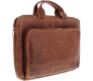 Plevier 15-15.6 inch sleeve/tas volnerf rundleer cognac