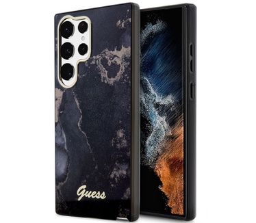 Guess Gold Marble Back Case Samsung Galaxy S23 Ultra (S918) Zwart Zwart