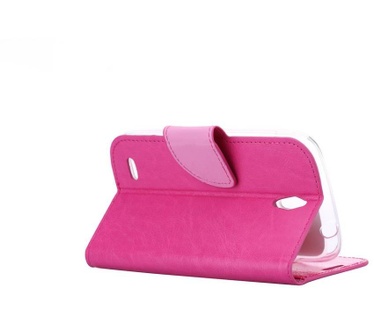Luxe Lederen Bookcase hoesje voor de Huawei Ascend G610 - Roze (Huawei Ascend G610) Roze