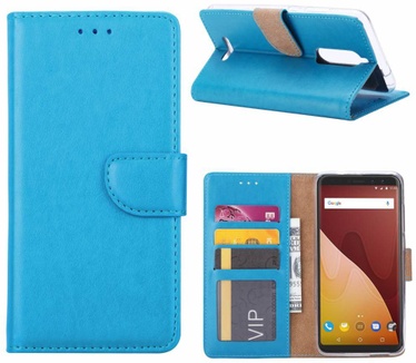 Luxe Lederen Bookcase hoesje voor de Wiko View - Blauw (Wiko View) Blauw