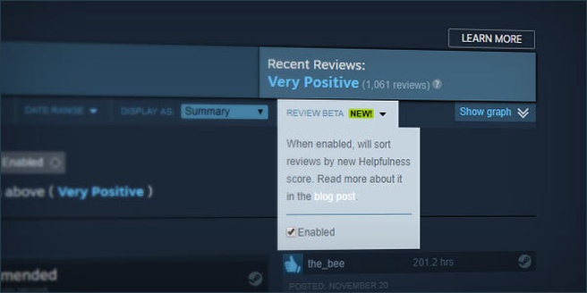 Steam reviews beta
