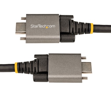 Startech.com 1m Vergrendelbare USB-C Kabel met Zijschroef, 10Gbps, USB 3.1/3.2 Gen 2 Type-C Kabel, 100W (5A) Power Delivery Charging, DP Alt Mode, Dual Screw Lock, USB-C Charge/Sync Kabel Grijs, Zwart