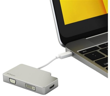 Startech.com Aluminium A/V reisadapter: 4-in-1 USB-C naar VGA, DVI, HDMI of mDP 4K