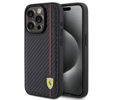 Ferrari Carbon Stripe Back Case - iPhone 15 Pro (6.1") - Zwart Zwart