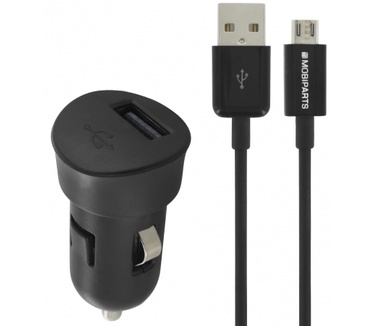 Mobiparts Premium USB Car Charger 1A + Micro USB Cable Black