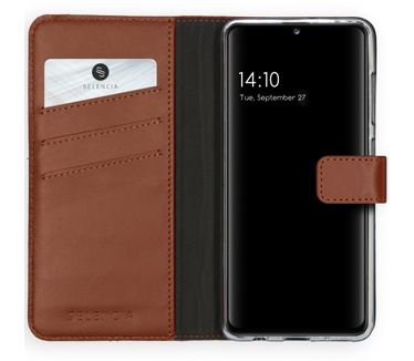 Selencia Echt Lederen Bookcase Samsung Galaxy A41 - Lichtbruin
