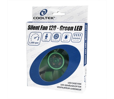 Cooltek Silent Fan 120 Green LED (200400206), 120mm