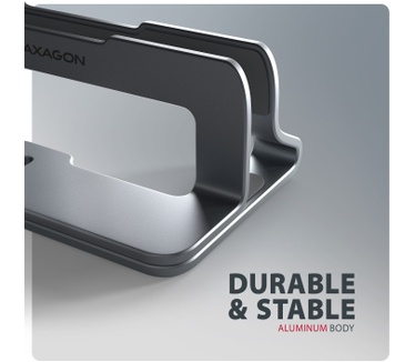 Axagon STND-VG Vertikaler Laptop-Ständer, einstellbare Breite, Aluminium