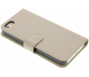 Guess Saffiano PU Leather BookCase - Apple iPhone 5/5S/SE - Beige Beige