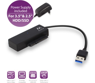 Ewent USB 3.1 Gen1 (3.0) naar 2.5/3.5 inch SATA Adapterkabel voor SSD/HDD Zwart