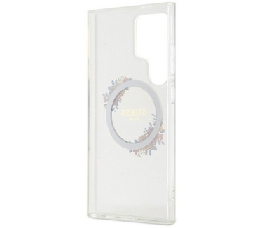 Guess Flowers Wreath Back Case - Samsung Galaxy S24 Ultra - Clear Transparant