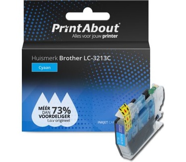 PrintAbout Huismerk Brother LC-3213C Inktcartridge Cyaan Hoge capaciteit