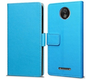 qMust Motorola Moto C Plus Wallet Hoesje Blauw
