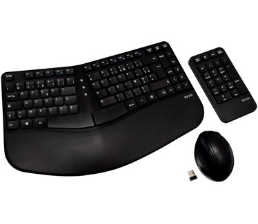 V7 Ergonomic Wireless Keyboard, Mouse, and Keypad Combo