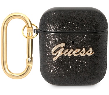 Guess Gitter Flakes Case - Apple Airpods 1 & 2 - Zwart