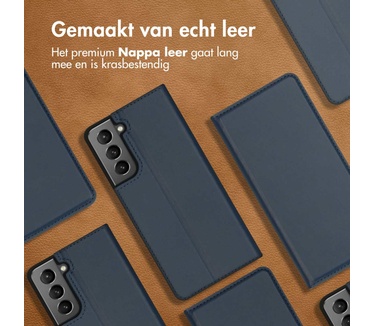 Accezz Premium Leather Slim Bookcase Samsung Galaxy S21 - Donkerblauw