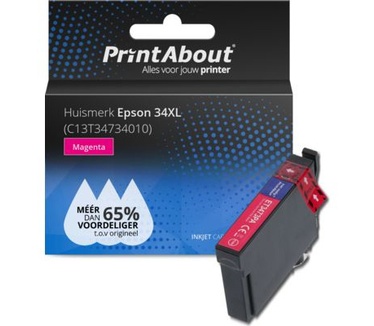 PrintAbout Huismerk Epson 34XL (C13T34734010) Inktcartridge Magenta Hoge capaciteit