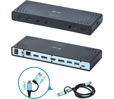 i-tec USB 3.0 / USB-C / Thunderbolt 3 Dual Display Docking Station + Power Delivery 65W