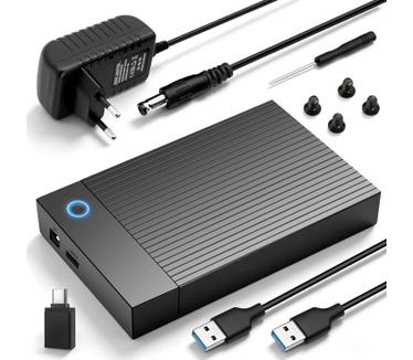 Harde schijf behuizing 3,5, SATA USB3 Zwart