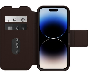 Otterbox OtterBox Strada-hoesje voor iPhone 14 Pro, schokbestendig, valbestendig, lederen folio met kaarthouder, 3x getest volgens militaire standaard, Espresso