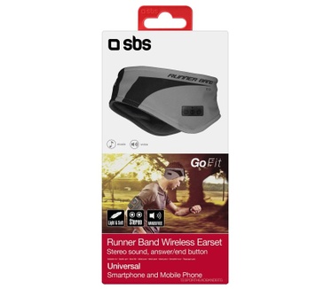 SBS Sport Runner band with integrated earset (Grijs, Zwart)