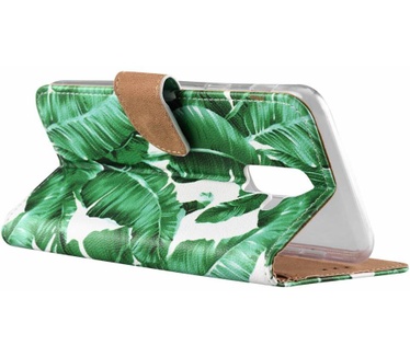 Planten print lederen Bookcase hoesje voor de Samsung Galaxy A6 Plus 2018 - Wit (Samsung Galaxy A6 Plus 2018) Wit