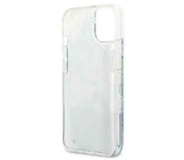 Guess Flower Liquid Glitter Case - iPhone 13 Mini (5.4") - Groen Groen