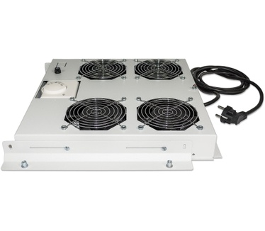 Intellinet 4-Fan Ventilation Unit for 19" Racks, Roof Mount, with Thermostat, Grey