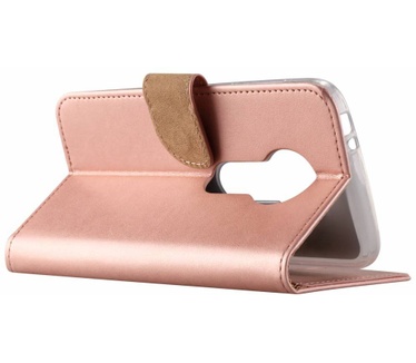 Luxe Lederen Bookcase hoesje voor de Motorola Moto E5 Play - Metallic Roze (Motorola Moto E5 Play) Rosé Goud