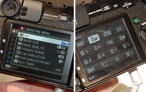 Fujifilm X-Pro1 menuinterface